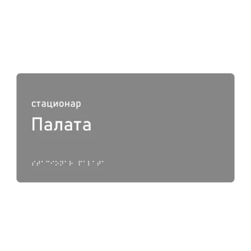 Тактильная табличка «Палата» со шрифтом Брайля, 300×150 мм — тактильная табличка со шрифтом Брайля, 300×100 мм, ГОСТ Р 59602-2021