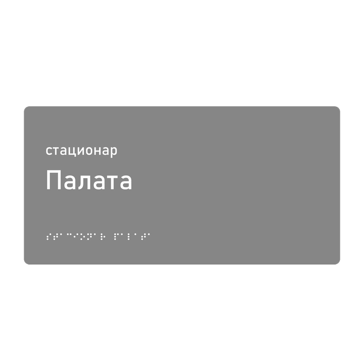 Тактильная табличка «Палата» со шрифтом Брайля, 300×150 мм — тактильная табличка со шрифтом Брайля, 300×100 мм, ГОСТ Р 59602-2021